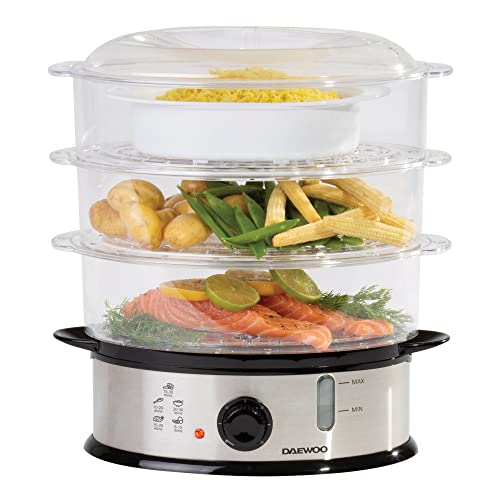 Daewoo Food Steamer, 3 Tier With Rice Bowl, 9 Litre Capacity, Promotes Healthy Living
