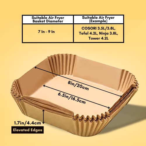 Air Fryer Liners Disposable, 75pcs Air Fryer Paper Liners 6.5" Parchment Paper for Air Fryer - Food Grade, Oil & Water Proof Fryer Accessories Su