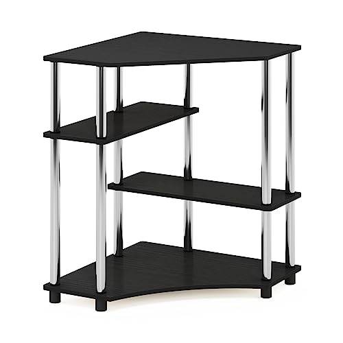 Furinno Turn-N-Tube Space Saving Corner Desk with Shelves, French Oak/Black, 79 (W) x 72.4 (H) x 57.2 (D) cm