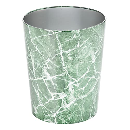 mDesign Metal Wastepaper Bin — Compact Metal Bathroom Bin — Round-Shaped Rubbish Basket for Home and Office — Dark Grey