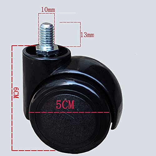 SKOAJAS Plate Casters 5 Furniture Castor Wheels Thread M10 for Office Chair 2 inches Heavy Duty 200kg Silent PU with Brake Swivel casters for Tab