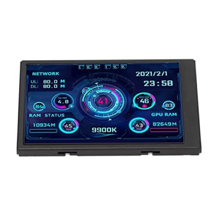 Zunate 3.5 Inch Computer CPU GPU Monitor, AIDA64 PC Sensor Panel Display, 3.5in Computer Temp CPU RAM Data Monitor, USB Type C Interface for Wind