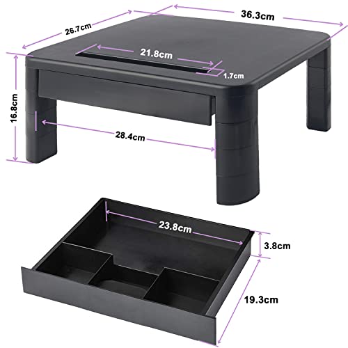 KOADOA Monitor Stand with Drawer - Laptop Stand for Desk,Suitable Height Adjustable Monitor Riser and Cellphone Holder, Computer stand for Printe