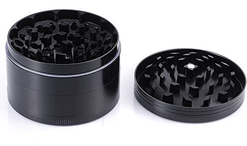 Golden Bell Grinder 2.36 inch Spice Grinder 4 Layers with Concave Lid Zinc Alloy - Black