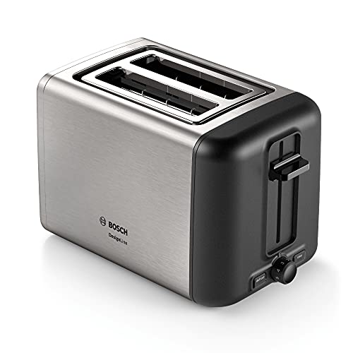 Bosch TAT3P423GB DesignLine Toaster, Stainless Steel, 970 W, Black