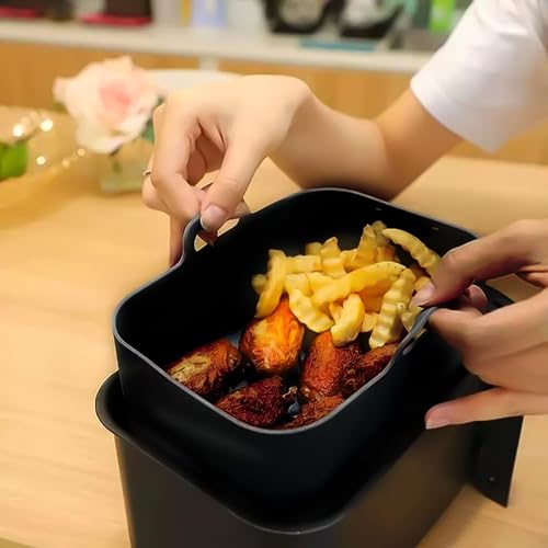 Air Fryer Liners Silicone for Ninja Set of 2 Double Silicone Pot Ninja AF400UK AF300UK Air Fryer Reusable Dishwasher Safe Ideal for Oven & Microw