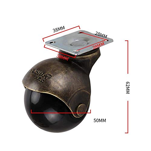 SKOAJAS Plate Casters 4 x Plate Universal Nylon Swivel Ball Castor wheels, 2 inch, Heavy Duty Wear resistant Casters for Furniture Industrial tra