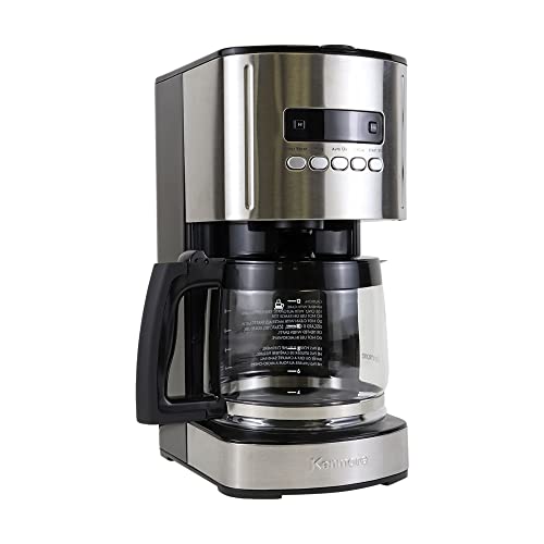 Kenmore Aroma Control 12-Cup Coffee Maker, 1.8L Programmable Drip Coffee Maker Machine, Reusable Filter Coffee Machine with Timer, Glass Carafe,
