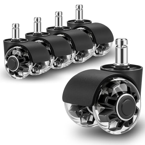 Office Chair Wheels Set of 5 11x22mm, Rubber Chair Castors for Gaming Chairs, Office Chair Wheels Replacement Castors for Hard Floors, Parquet, C