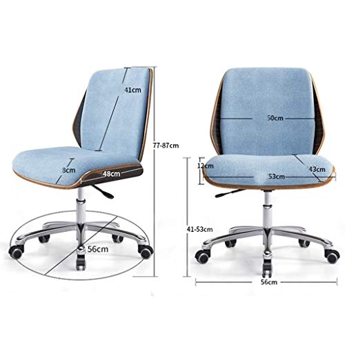 n/a Chairs,Office Swivel Chair with Castor Wheels and Adjustable Height (Color : Blue, Size : 77 * 56cm)