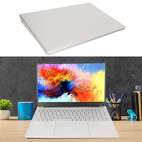 Aeun HD Laptop, UK Plug 15.6in Silver Quad Core 8GB RAM Laptop for Office (8+512G UK Plug)