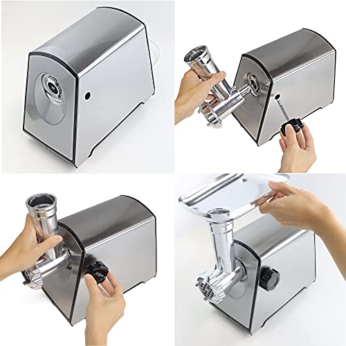 BenRich Electric Meat Mincer Grinder and Sausage Maker, 2800 Watt Powerful Copper Motor Meat Mincer Machine Stainless Steel Body - Sliver