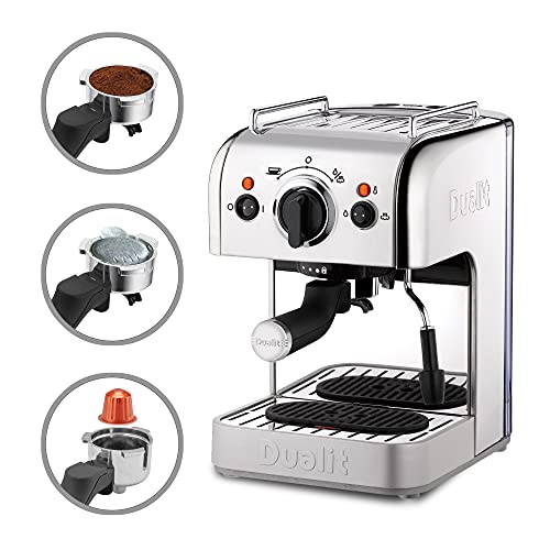 Dualit 84430 3 in 1 Coffee Machine with Stainless Steel Jug | 1.5L Removable Water Tank | Fast Heating Technology, Chrome