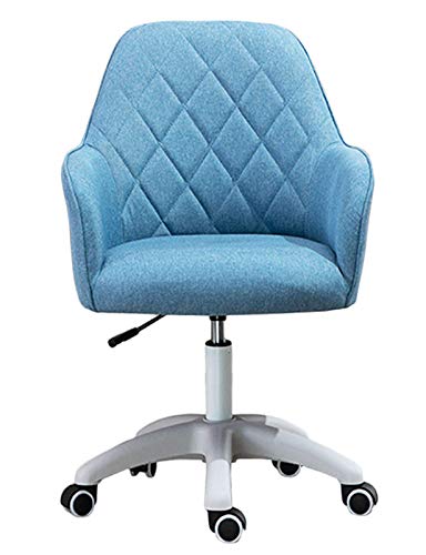 NMDCDH Home Office Modern Twill Fabric Adjustable Mid-Back Task Ergonomic Executive Chair Adjustable Height and Armrest for Women, Blue