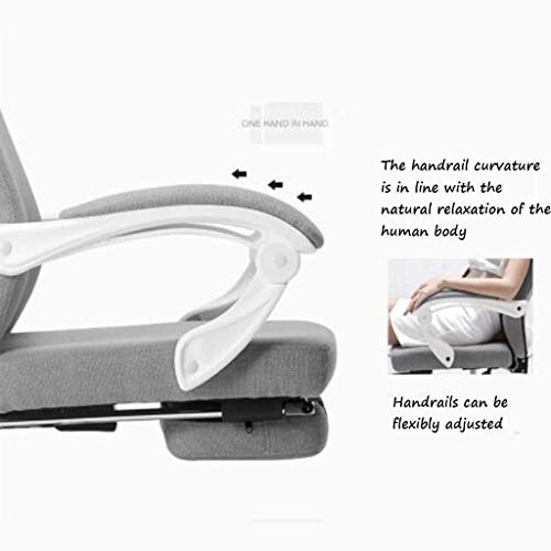MU Computer Chair,Fabric Home Study Swivel Chair Nordic Boss Chair Ergonomic Chair Comfortable Office Chair Loading 400Kg,Gray,70 * 70 * 114Cm