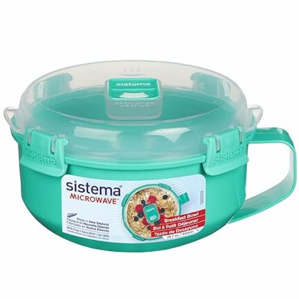 Sistema Microwave Breakfast Bowl | Round Microwave Container with Lid | 850 ml | BPA-Free | Assorted Colours | 1 Count