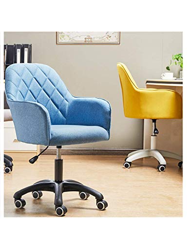 NMDCDH Home Office Modern Twill Fabric Adjustable Mid-Back Task Ergonomic Executive Chair Adjustable Height and Armrest for Women, Blue