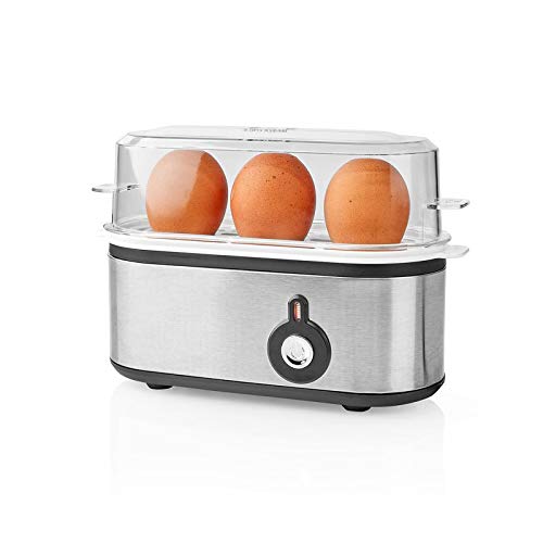 Ex-Pro Compact Electric Egg Cooker Boiler, 210W, for up to 3 Eggs - Silver