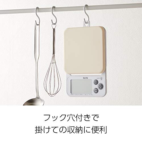 Tanita KJ-212 WH Cooking Scale, Kitchen Scale, Cooking with Silicone Cover, Digital, 4.4 lbs (2 kg), 0.04 oz (0.1 g), White, Washable Cover
