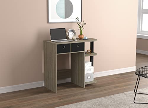 Safdie Small Computer Space-Saver Writing 2 Storage Drawers-Sturdy Study, Work Table-Compact Home, Living, Dorm Room,Bedroom, Office Modern Stude