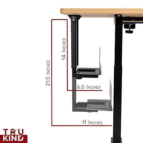 TRUKIND 4 Pcs Electric Adjustable Desk Accessory Kit - Comes with Dual Monitor Mount - Under Desk Cord Organizer Headphone Stand and CPU Holder -