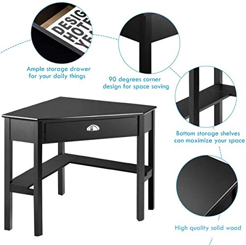 rivallycool Home Office Desks, Mdf,Steel,Wood, Black