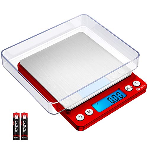 ORIA Pocket Scale, Mini Jewelry Scale, Digital Kitchen Scales with Backlit, 2 Trays, Tare and PCS Features, 500g/0.01g Portable Cooking Food Scal