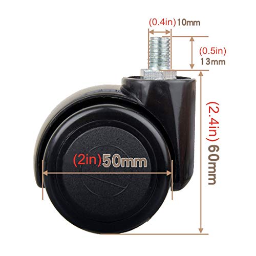SKOAJAS Plate Casters 2" 50mm Office Chair Caster Wheels,Replacement Polyurethane Computer Chair Casters,Heavy Duty Furniture Swivel Wheels,Unive