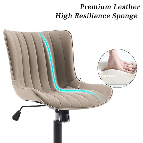 Kidol & Shellder Home Office Chair Swivel Armless Desk Chair Faux Leather Upholstered Office Computer Chair Modern Swivel Rocking Desk Chairs wit