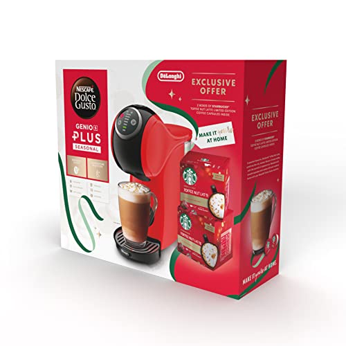 DELONGHI EDG315.R Dolce Gusto Genio S Plus Toffee Nut Latte Bundle, 0.8 liters, Red