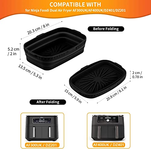 4PCS Silicone Liner for Ninja Dual Air Fryer,SHUOMAO 8inch Foldable Air Fryer Liner Reusable Silicone Air Fryer Basket Accessories for Ninja AF30