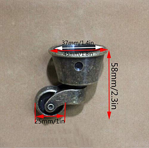 SKOAJAS Plate Casters Set of 4 Zinc Alloy Furniture Caster Wheels,360° Swivel Caster,Round Cup Vintage Swivel Wheels Moving Caster Wheels,for Sof