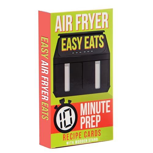 Boxer Gifts Easy Eats Cards-52 Delicious and Quick 10 Minute Prep Air Fryer Recipes for Beginners | Cookbook in Card Format with Wooden Stand, Ca