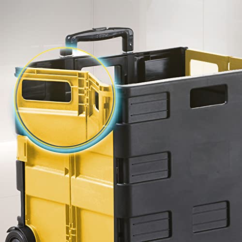 Inspired Living Ultra-Slim Rolling Collapsible Storage Pack-N-Roll Utility-carts, with Telescopic Handle, for Home, Garden, Shopping, Office, Sch