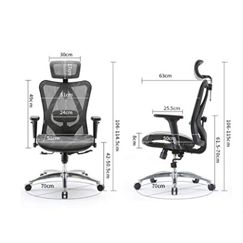 Mu Computer Chair,Ergonomic Chair Home Comfortable Office Chair Study Chair Sports Seat Comfortable Seated Loading 200Kg,Gray,70 * 70 * 106Cm