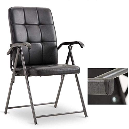 n/a Classic Leather Office Desk Guest Chair with Metal Frame, Comfortable and Breathable, Black