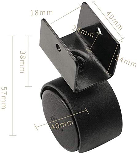 GTYT Furniture Caster Swivel Casters Wheels 4 X Castor Wheel U-Clamp Swivel Castor For Baby Cot Plastic Caster 18mm Black Non-slip