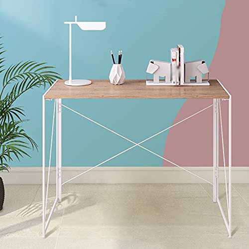 MJWDP Small Folding Study Writing desk for bedroom, portable Space Saving furniture,Collapsible, no assembly