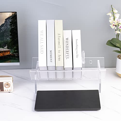 Sumerflos Acrylic Desktop Bookcase, Book Storage Organizer Bookshelves, Clear Mordern Tabletop Storage Rack for Office Home Shelf Display for Cd/