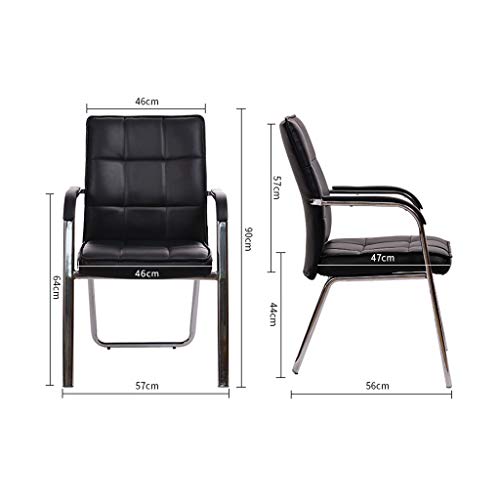 N/A Classic Leather Office Desk Guest Chair with Metal Frame, Comfortable and Breathable, Black