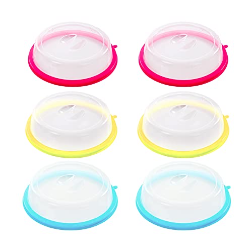 Hwtcjx 6 Pcs Microwave Cover, Plate Covers, Microwave Lid, Microwave Food Cover, Silica Gel + PP, Safe and Non-toxic, Easy to Clean, for Refriger