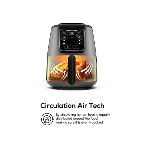 Karaca Air Cook Air Fryer, 2 in 1 Smart Oil Free Oven Cooker, 4 L, 1500W Airfryer with Less Fat Technology, Stew Function, Easy Meals, Circulatio