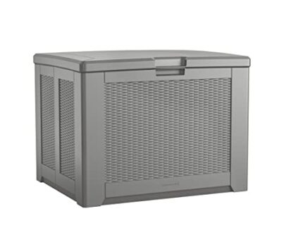 Rubbermaid Outdoor Easy Install Deck Box, Medium, Weather Resistant, Gray for Lawn, Garden, Pool, Tool Storage, Home Organization