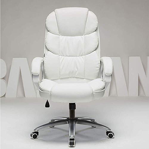 MU White Reclining Office Chair Computer Desk Chair Thicken Padded Swivel Executive Office Chair for Office Home Office Chair