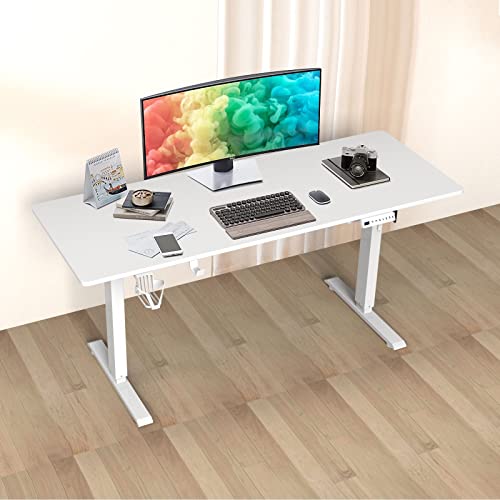 Rtisgunpro White 55x24inch Electric Standing Desk Adjustable Height Stand Desk Home Office Study Desk
