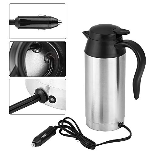 Jadeshay Heat Kettle - Travel Kettle Electric Car Kettle Stainless Steel Cigarette Lighter Charger Heating Kettle Coffee Mug Thermoses Kettle Pot