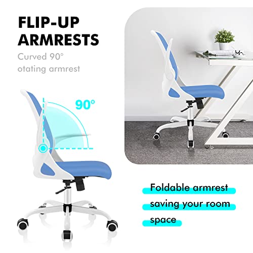 Office Chair, KERDOM Ergonomic Desk Chair, Breathable Mesh Computer Chair, Comfy Swivel Task Chair with Flip-up Armrests and Adjustable Height (9