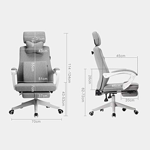 LEIGE Chairs,Swivel High Back Home Office Computer Desk Chairs Racing Chair with Headrest and Lumbar Support (Color : Gray, Size : 114 * 70 * 70c