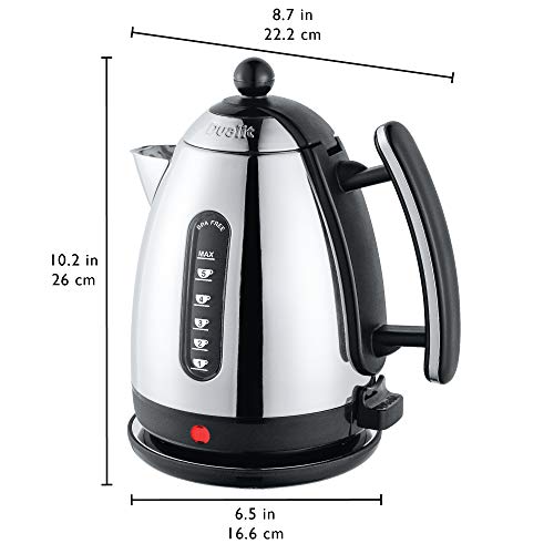 Dualit Lite Kettle - 1.5L Jug Kettle - Polished with Black Trim, High Gloss Finish - Fast Boiling Kettle by Dualit - 72010