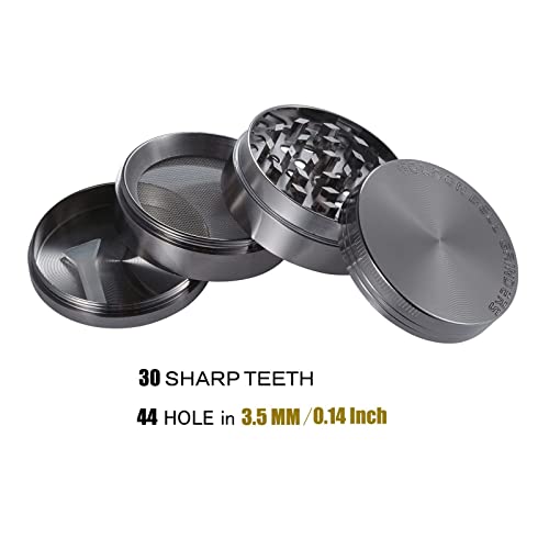 Golden Bell 2 inch Grinder 4 Layer Spice Grinder Zinc Alloy Grinder - Nickle Black